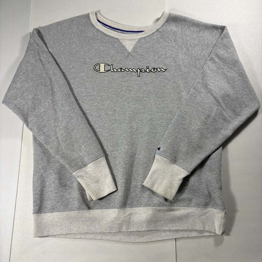 Champion Authentic Athleticwear Script Logo Crewneck Sweatshirt Gray XL
